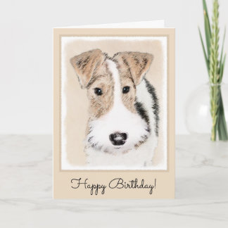 Wire Fox Terrier Painting - Cute Original Dog Art Card