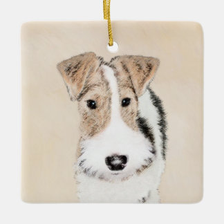 Wire Fox Terrier Painting - Cute Original Dog Art Ceramic Ornament