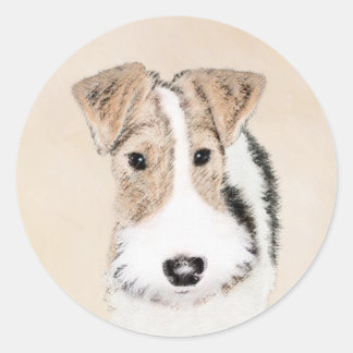 Wire Fox Terrier Painting - Cute Original Dog Art Classic Round Sticker