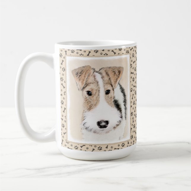 Wire Fox Terrier Painting - Cute Original Dog Art Coffee Mug (Left)
