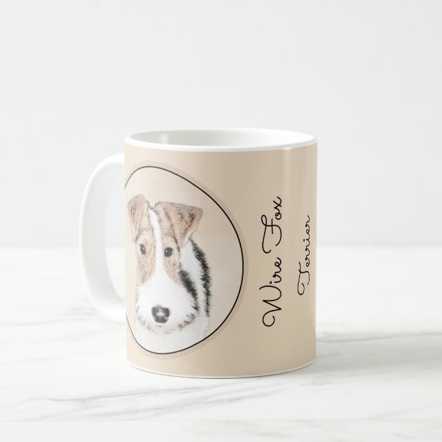 Wire Fox Terrier Painting - Cute Original Dog Art Coffee Mug (Front Left)