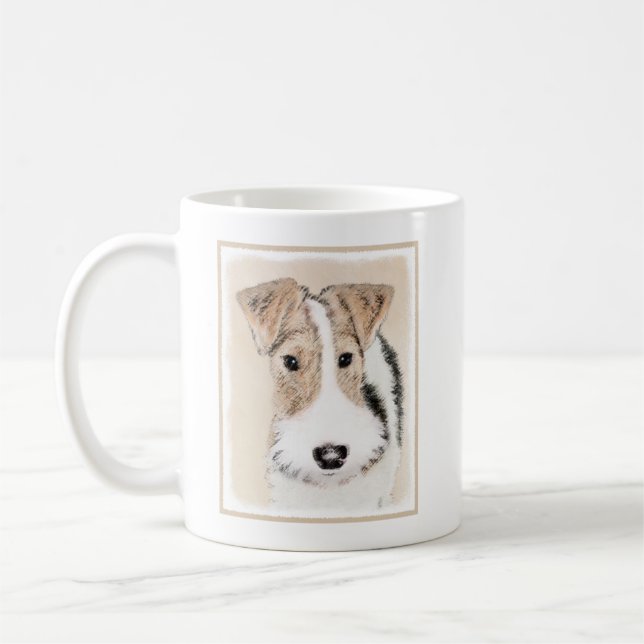 Wire Fox Terrier Painting - Cute Original Dog Art Coffee Mug (Left)