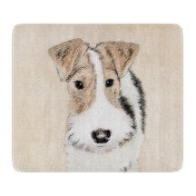 Wire Fox Terrier Painting - Cute Original Dog Art Cutting Board