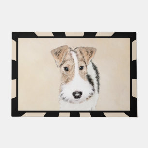 Wire Fox Terrier Painting - Cute Original Dog Art Doormat