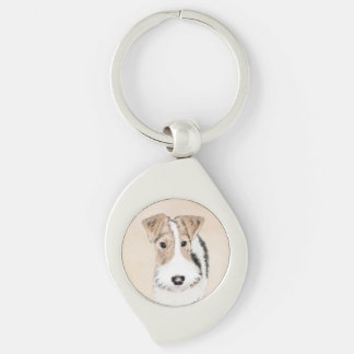 Wire Fox Terrier Painting - Cute Original Dog Art Key Ring