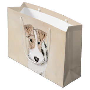 Wire Fox Terrier Painting - Cute Original Dog Art Large Gift Bag