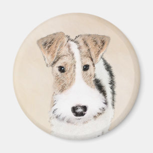 Wire Fox Terrier Painting - Cute Original Dog Art Magnet