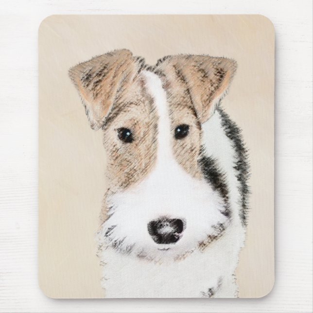 Wire Fox Terrier Painting - Cute Original Dog Art Mouse Mat (Front)