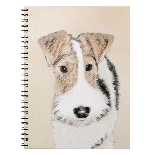 Wire Fox Terrier Painting - Cute Original Dog Art Notebook (Front)