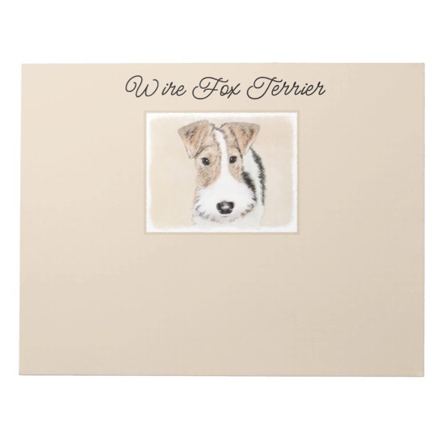 Wire Fox Terrier Painting - Cute Original Dog Art  Notepad (Front)