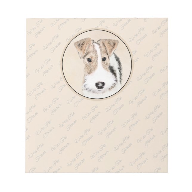 Wire Fox Terrier Painting - Cute Original Dog Art Notepad (Front)