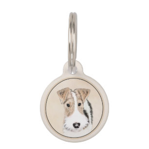 Wire Fox Terrier Painting - Cute Original Dog Art Pet Tag