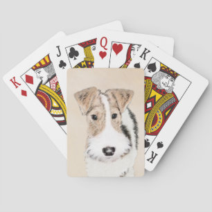 Wire Fox Terrier Painting - Cute Original Dog Art Playing Cards
