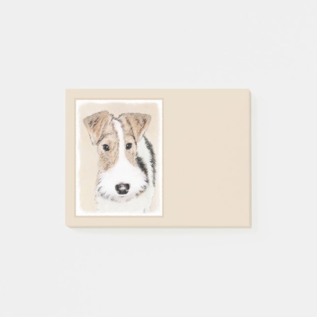Wire Fox Terrier Painting - Cute Original Dog Art Post-it Notes (Front)