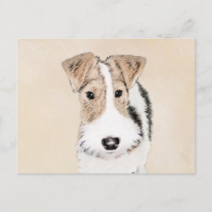 Wire Fox Terrier Painting - Cute Original Dog Art Postcard