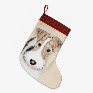 Wire Fox Terrier Painting - Cute Original Dog Art Small Christmas Stocking