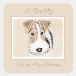 Wire Fox Terrier Painting - Cute Original Dog Art  Square Sticker