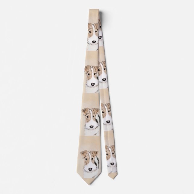 Wire Fox Terrier Painting - Cute Original Dog Art Tie (Front)
