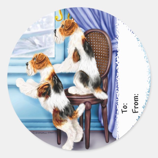 Wire Fox Terrier Parlour Pals Classic Round Sticker (Front)