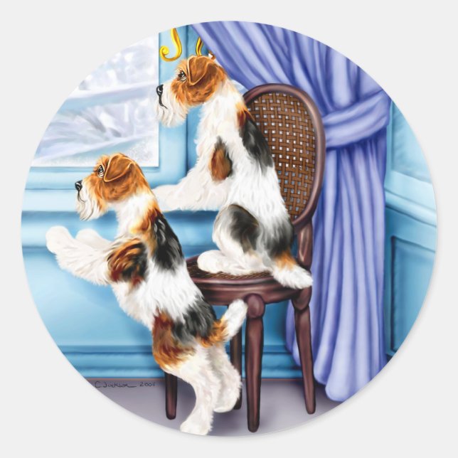 Wire Fox Terrier Parlour Pals Classic Round Sticker (Front)