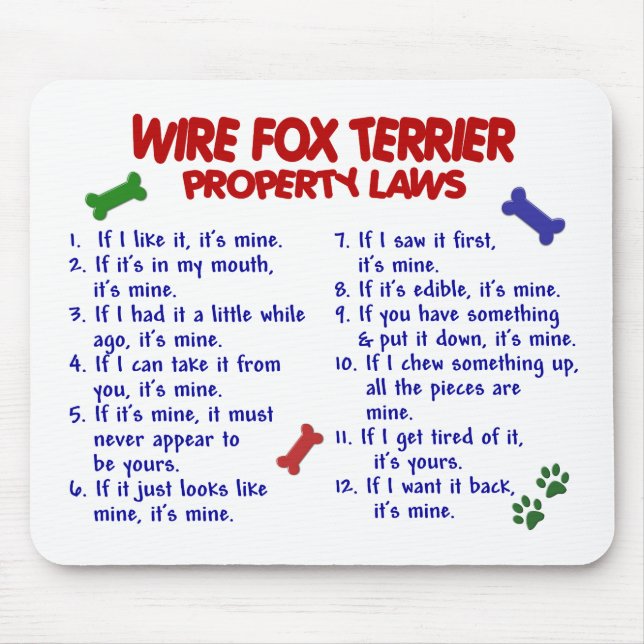 WIRE FOX TERRIER Property Laws 2 Mouse Mat (Front)