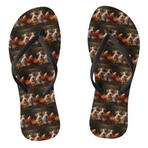 Wire Fox Terrier Puppy Autumn Delight Pumpkin Flip Flops