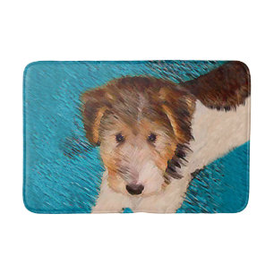 Wire Fox Terrier Puppy Painting - Original Dog Art Bath Mat