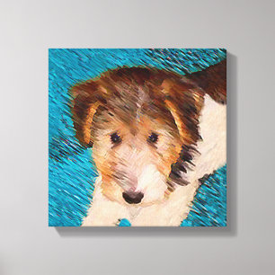 Wire Fox Terrier Puppy Painting - Original Dog Art Canvas Print