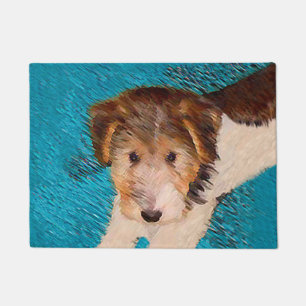 Wire Fox Terrier Puppy Painting - Original Dog Art Doormat