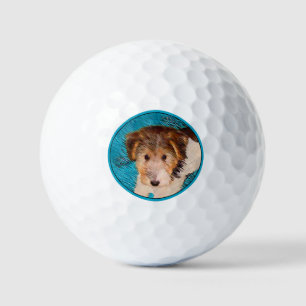 Wire Fox Terrier Puppy Painting - Original Dog Art Golf Balls