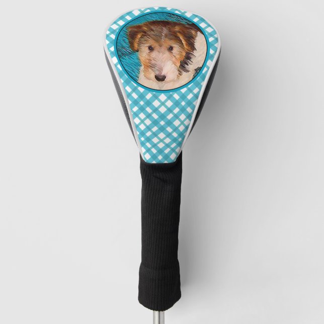 Wire Fox Terrier Puppy Painting - Original Dog Art Golf Head Cover (Front)