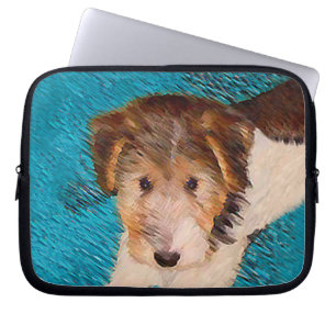 Wire Fox Terrier Puppy Painting - Original Dog Art Laptop Sleeve