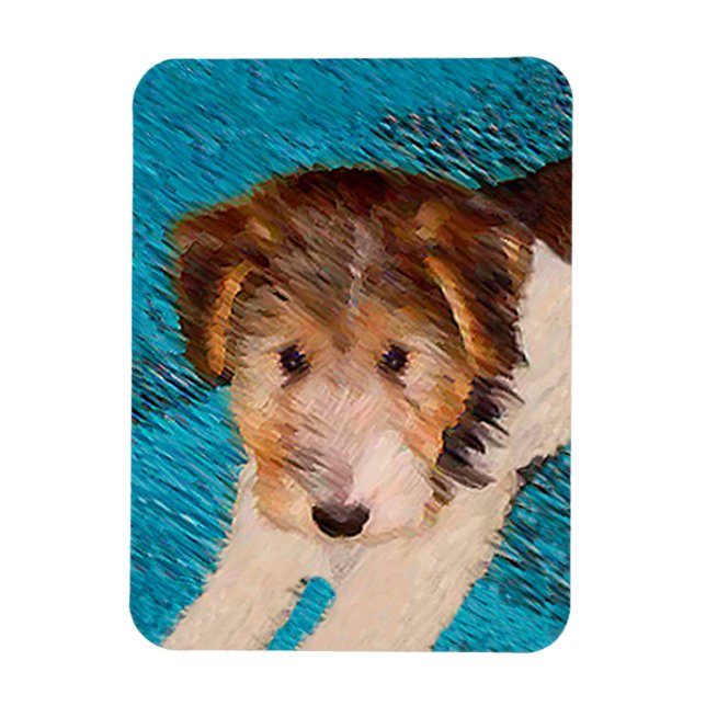 Wire Fox Terrier Puppy Painting - Original Dog Art Magnet (Vertical)