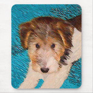 Wire Fox Terrier Puppy Painting - Original Dog Art Mouse Mat