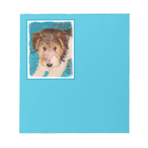 Wire Fox Terrier Puppy Painting - Original Dog Art Notepad