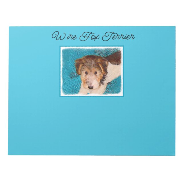 Wire Fox Terrier Puppy Painting - Original Dog Art Notepad (Front)