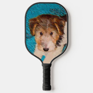 Wire Fox Terrier Puppy Painting - Original Dog Art Pickleball Paddle