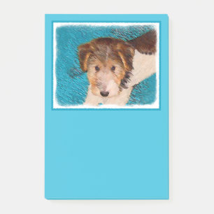 Wire Fox Terrier Puppy Painting - Original Dog Art Post-it Notes