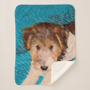 Wire Fox Terrier Puppy Painting - Original Dog Art Sherpa Blanket
