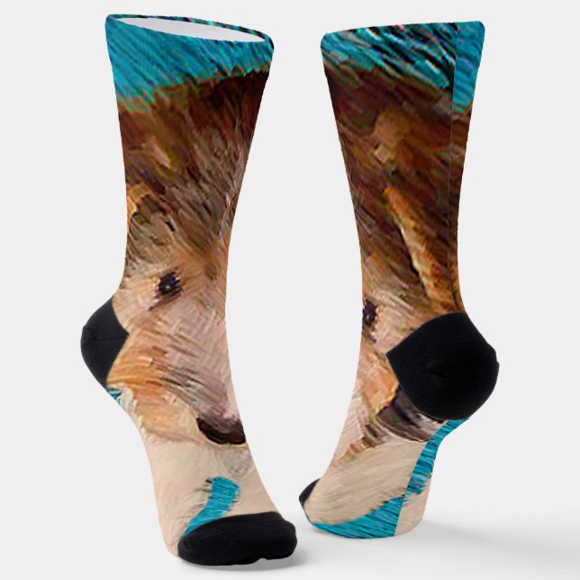 Wire Fox Terrier Puppy Painting - Original Dog Art Socks (Angled)