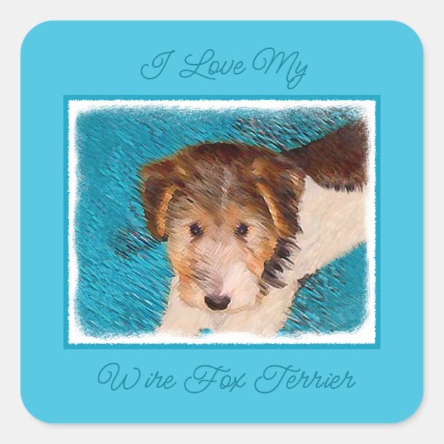 Wire Fox Terrier Puppy Painting - Original Dog Art Square Sticker (Front)