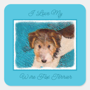 Wire Fox Terrier Puppy Painting - Original Dog Art Square Sticker