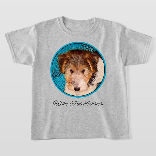 Wire Fox Terrier Puppy Painting - Original Dog Art T-Shirt (Laydown)