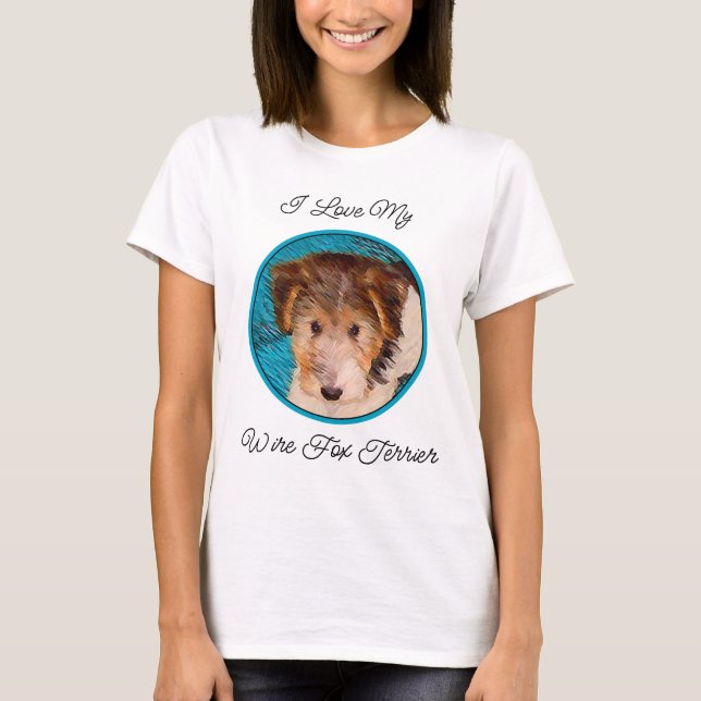 Wire Fox Terrier Puppy Painting - Original Dog Art T-Shirt (Front)