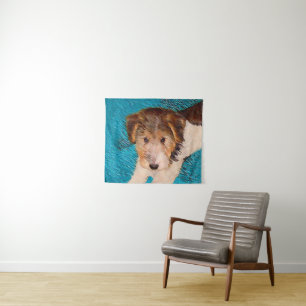 Wire Fox Terrier Puppy Painting - Original Dog Art Tapestry