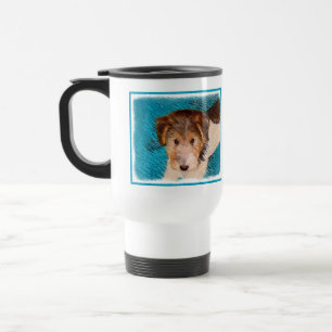 Wire Fox Terrier Puppy Painting - Original Dog Art Travel Mug