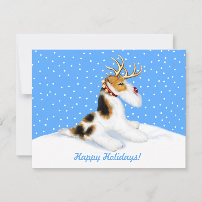 Wire Fox Terrier Reindeer Invitation (Front)
