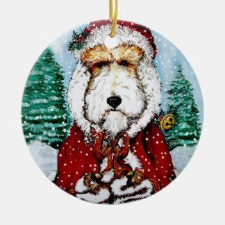 Wire Fox Terrier Santa Ceramic Tree Decoration