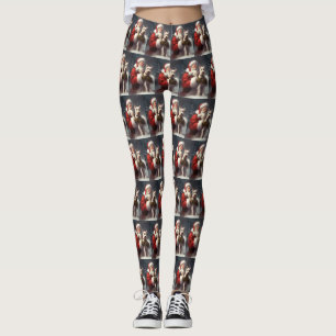 Wire Fox Terrier Santa Claus Festive Christmas Leggings