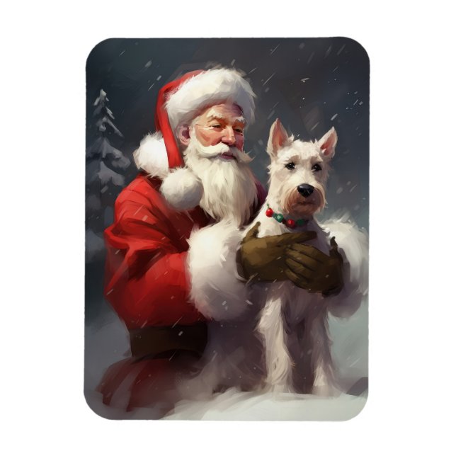 Wire Fox Terrier Santa Claus Festive Christmas Magnet (Vertical)